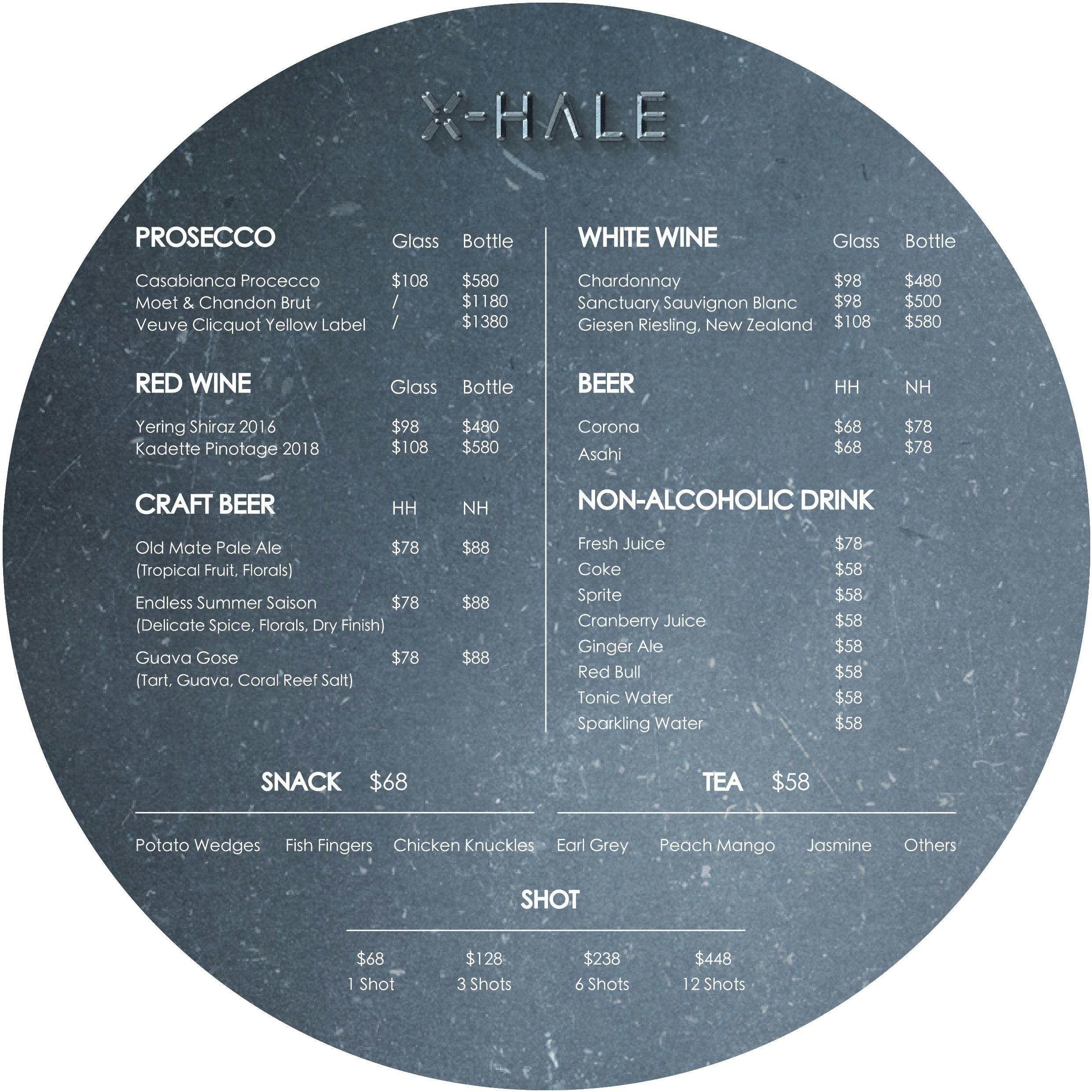 XHALE Bar Book Now! inline online bookings