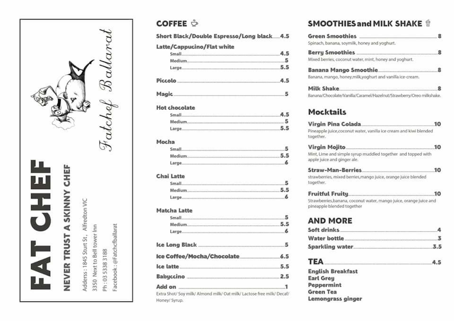 Fat Chef Ballarat Book Now! inline online bookings